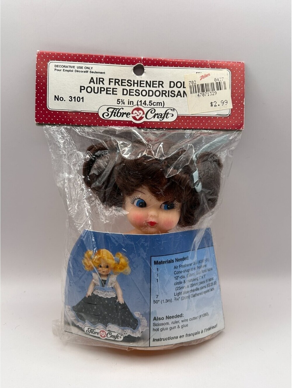 Vintage 1992 Fibre Craft Air Freshener Doll Pick 3101 14.5 cm Brunette Sealed